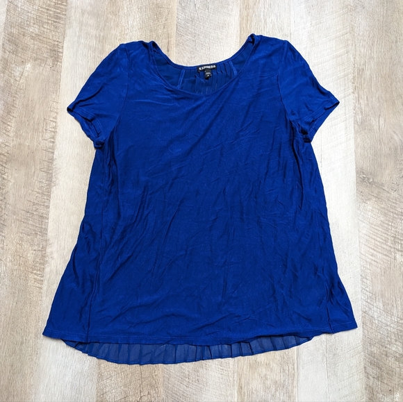 Express Royal Blue Crinkle Cut Back Top - Picture 2 of 7